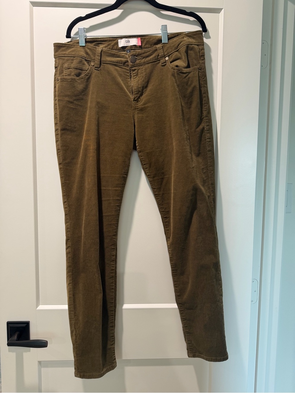 CAbi Slim Corduroy Pants in Olive